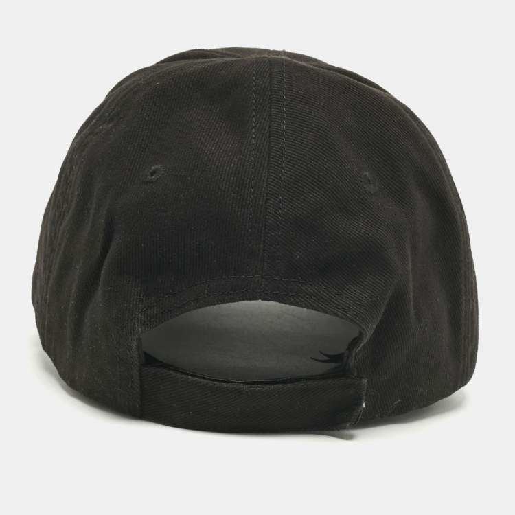 Pre Owned Balenciaga Black Logo Embroidered Cotton Baseball Cap L