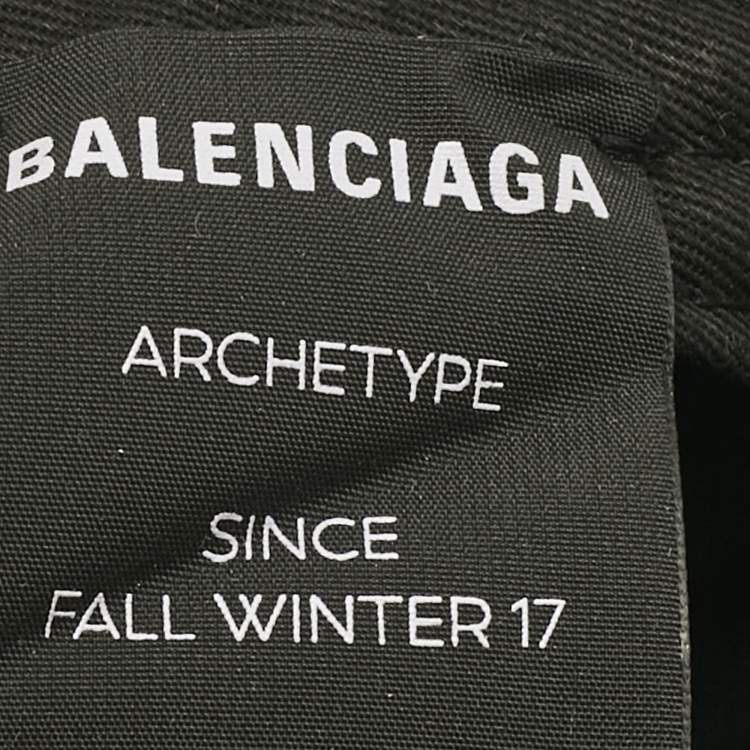Pre Owned Balenciaga Black Logo Embroidered Cotton Baseball Cap L