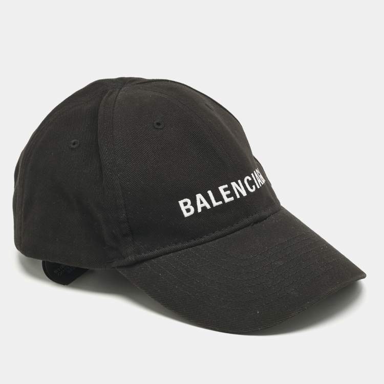 Pre Owned Balenciaga Black Logo Embroidered Cotton Baseball Cap L