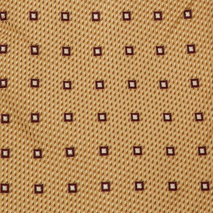 Pre Owned Balenciaga Beige Square Pattern Silk Tie
