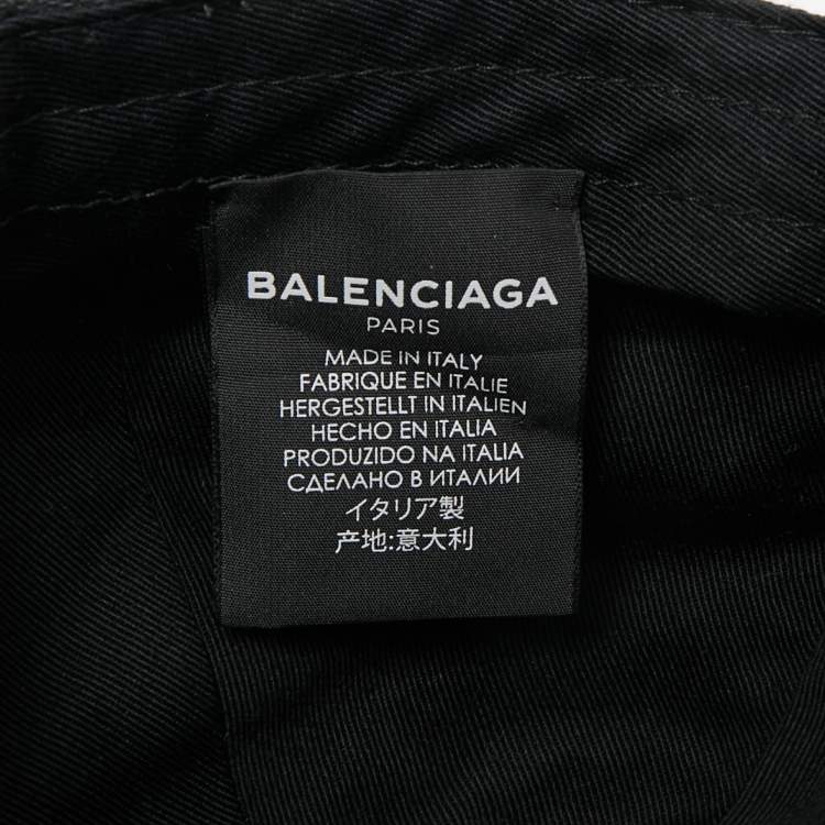 Pre Owned Balenciaga Black Logo All-Over Cotton Baseball Cap L