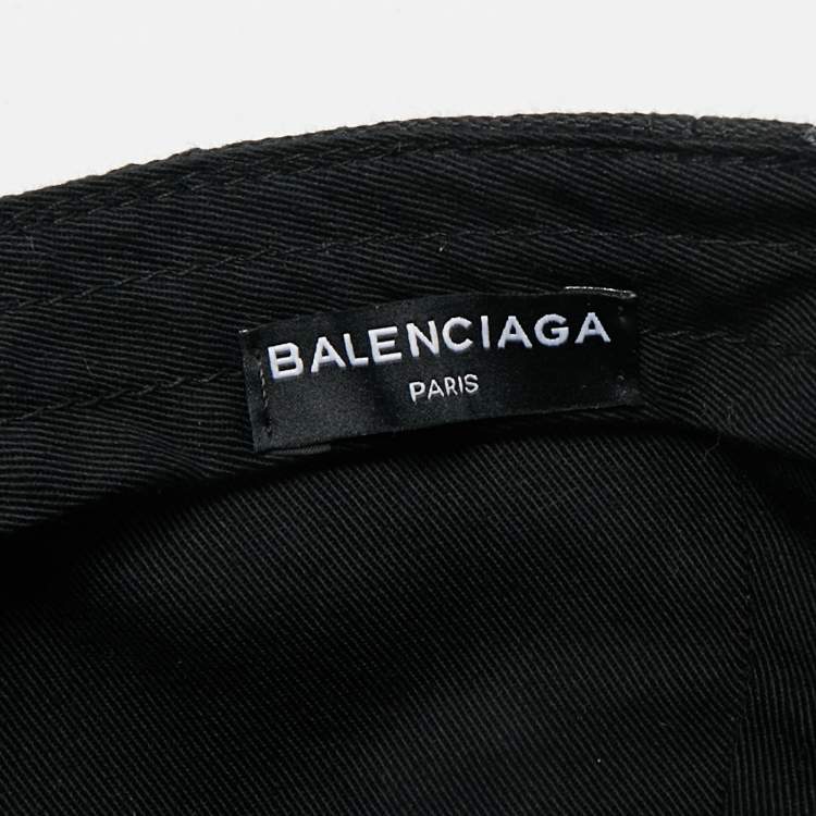 Pre Owned Balenciaga Black Logo All-Over Cotton Baseball Cap L