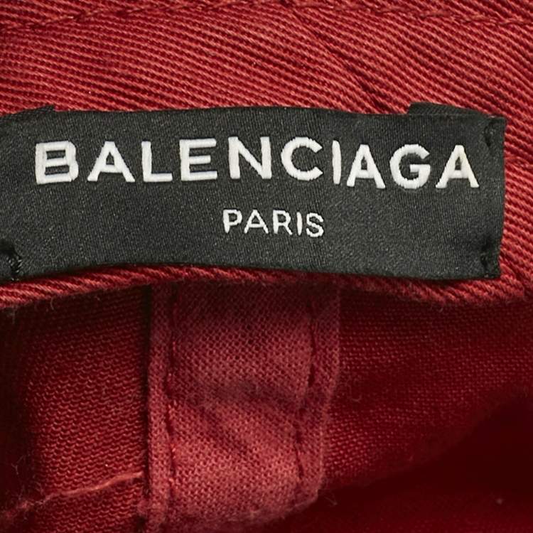 Pre Owned Balenciaga Red Campaign Embroidered Cotton Cap L