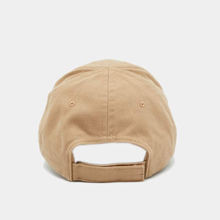 Pre Owned Balenciaga Beige Logo Embroidered Cotton Baseball Cap L