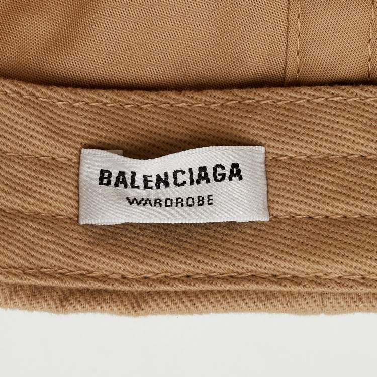 Pre Owned Balenciaga Beige Logo Embroidered Cotton Baseball Cap L