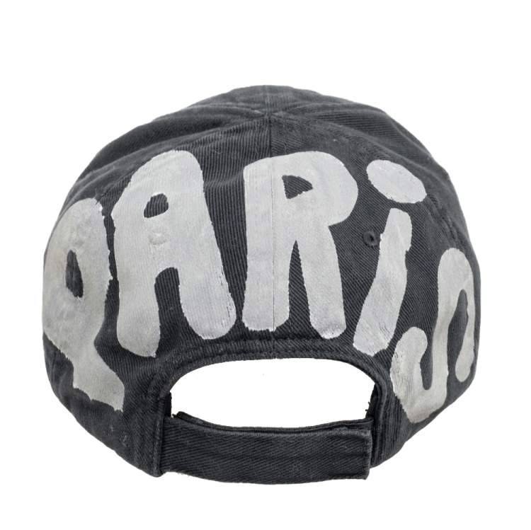 Pre Owned  Balenciaga Grey Organic Cotton BB Sprayed Baseball Cap L