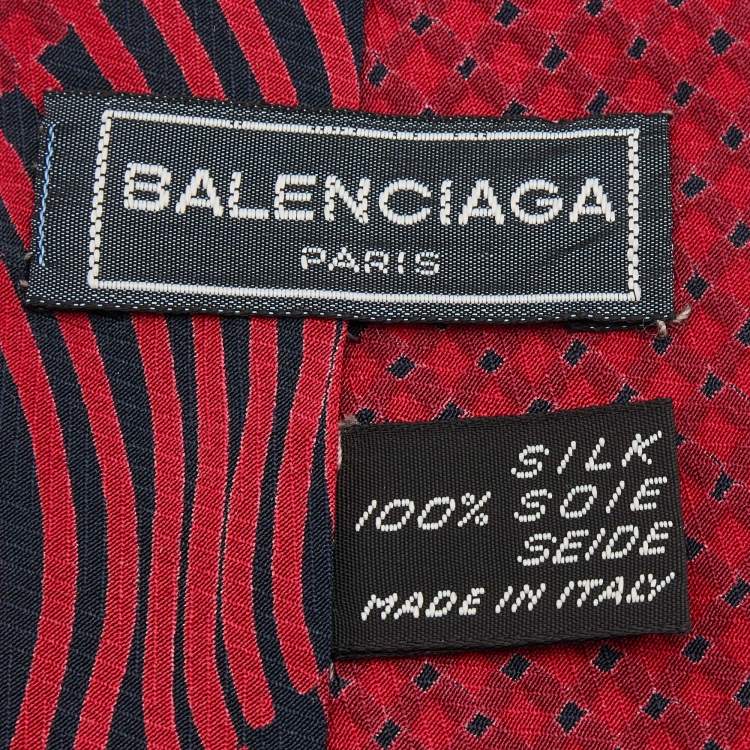 Pre Owned Balenciaga Vintage Multi Print Silk Tie