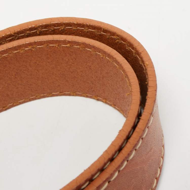 مملوكة مسبقًا Balenciaga Brown Leather B Logo Plague Belt 100CM