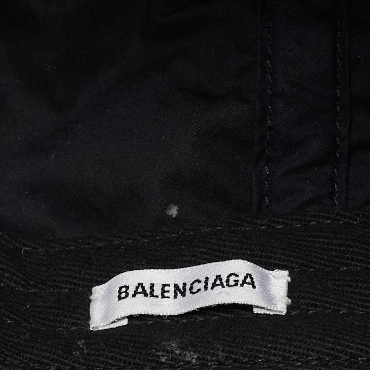 Pre Owned Balenciaga Black Contrast Logo Embroidered Cotton Baseball Cap L