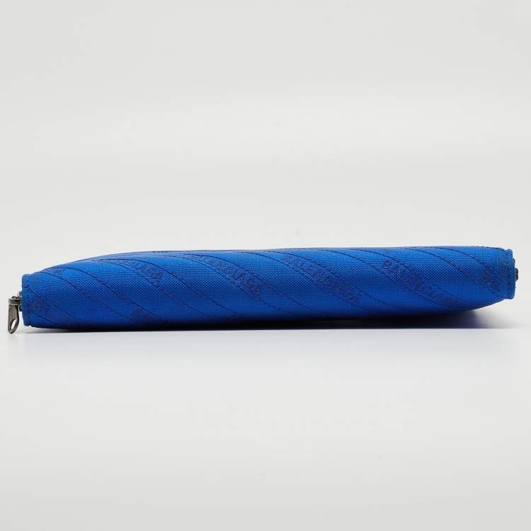Pre Owned Balenciaga Blue/Black Logo Nylon iPad Case