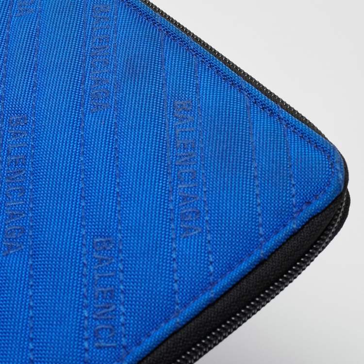 Pre Owned Balenciaga Blue/Black Logo Nylon iPad Case