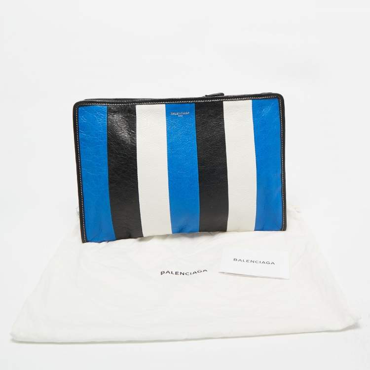 Pre Owned Balenciaga Tricolor Leather Stripe Bazar Pouch