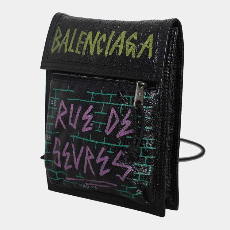 Pre Owned Balenciaga Graffiti Explorer Crossbody Pouch