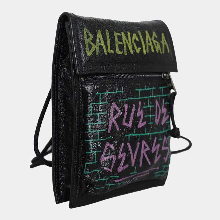 Pre Owned Balenciaga Graffiti Explorer Crossbody Pouch