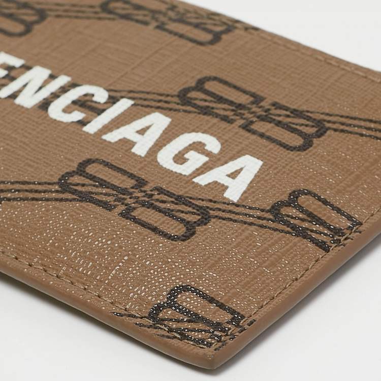 Pre Owned Balenciaga Brown BB Monogram Canvas Lanyard Card Holder