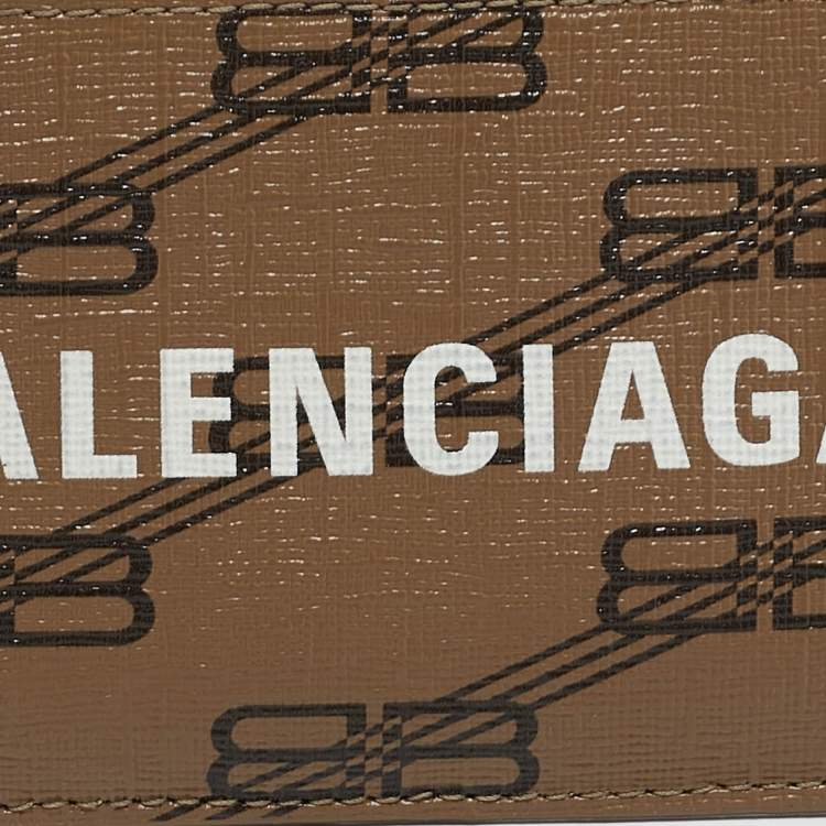 Pre Owned Balenciaga Brown BB Monogram Canvas Lanyard Card Holder