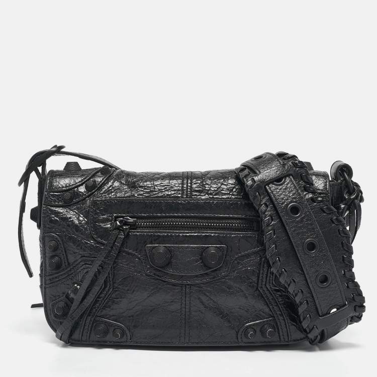 Pre Owned Balenciaga Black Leather Le Cagole Flap Shoulder Bag