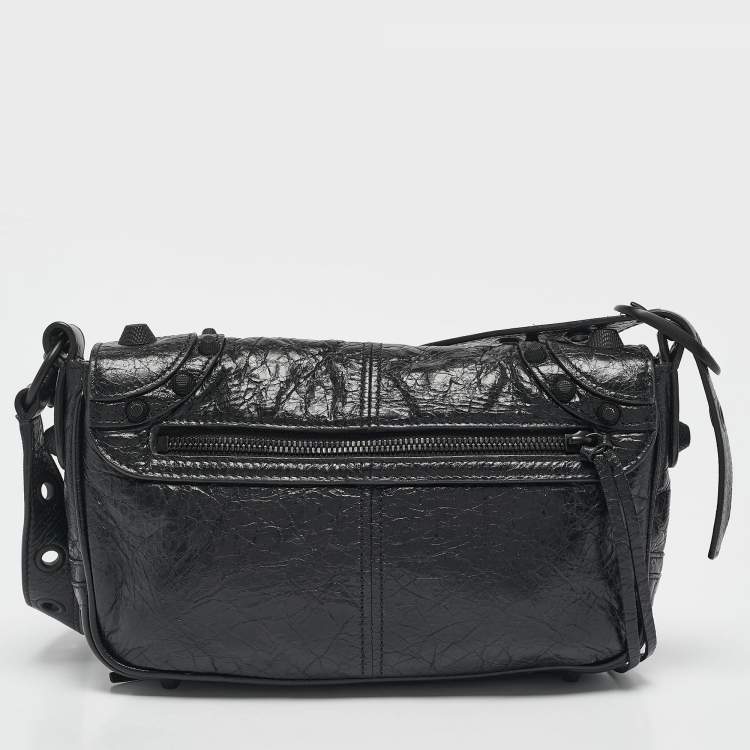 Pre Owned Balenciaga Black Leather Le Cagole Flap Shoulder Bag