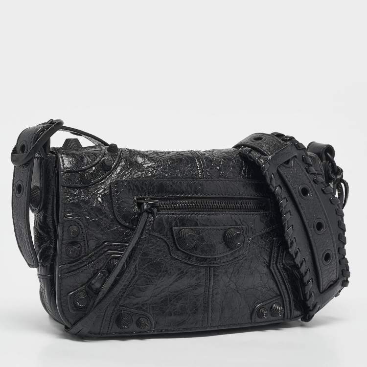 Pre Owned Balenciaga Black Leather Le Cagole Flap Shoulder Bag