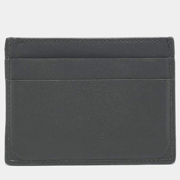 Pre Owned Balenciaga Dark Grey Leather Logo Card Case
