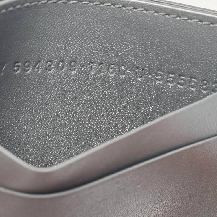 Pre Owned Balenciaga Dark Grey Leather Logo Card Case