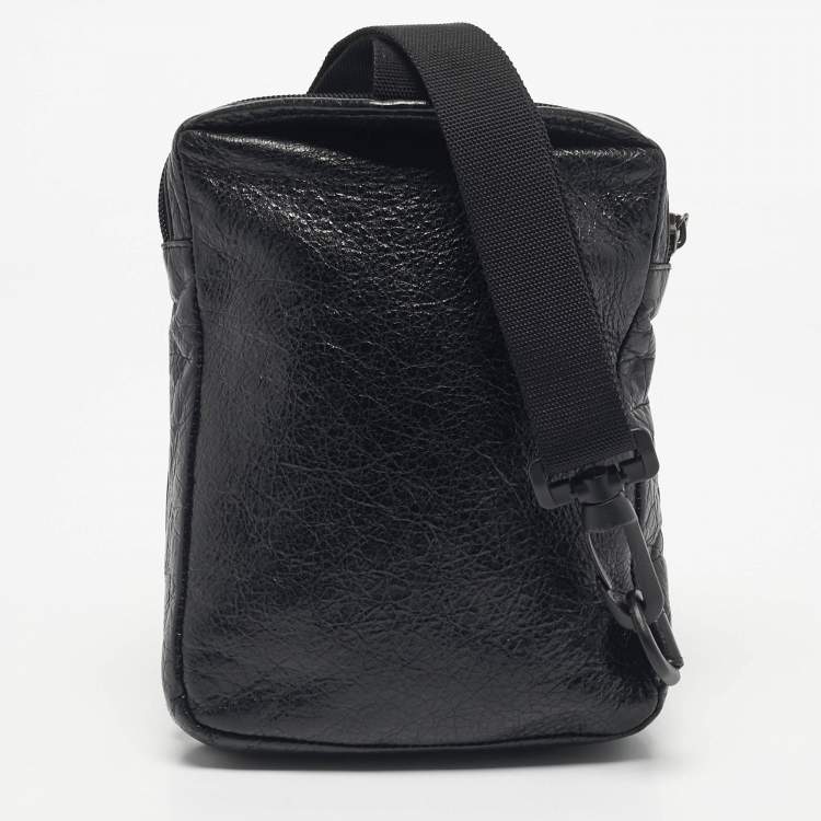 Pre Owned Balenciaga Black Leather Explorer Crossbody Bag