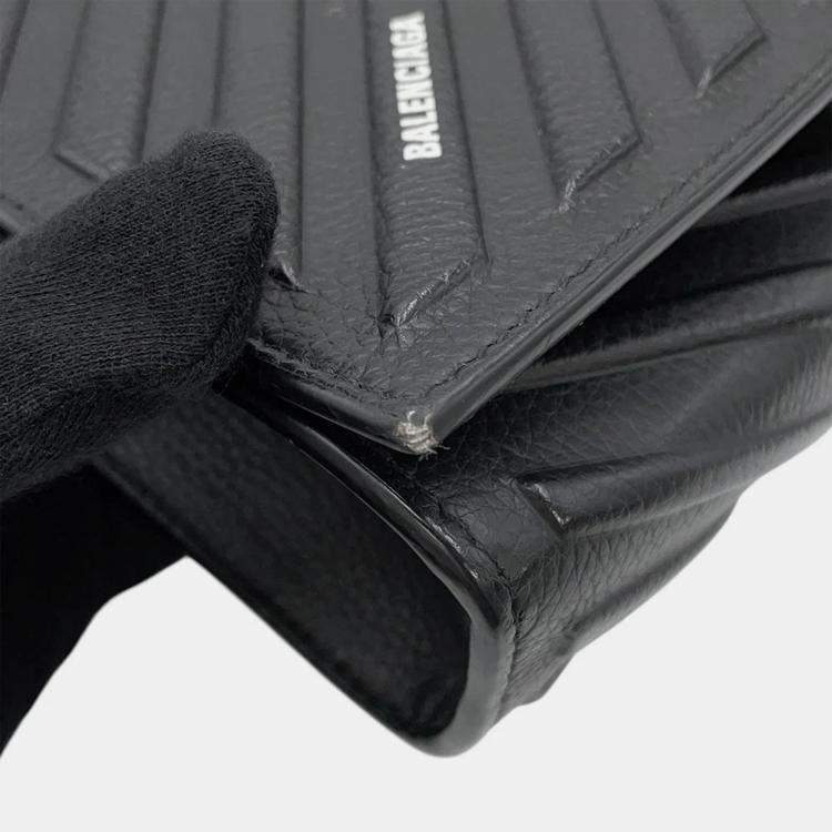 Pre Owned Balenciaga Calf Wrap Shoulder Bag Black Leather