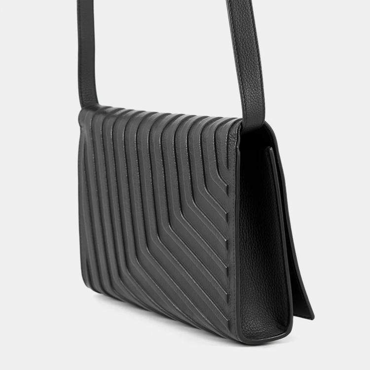 Pre Owned Balenciaga Calf Wrap Shoulder Bag Black Leather