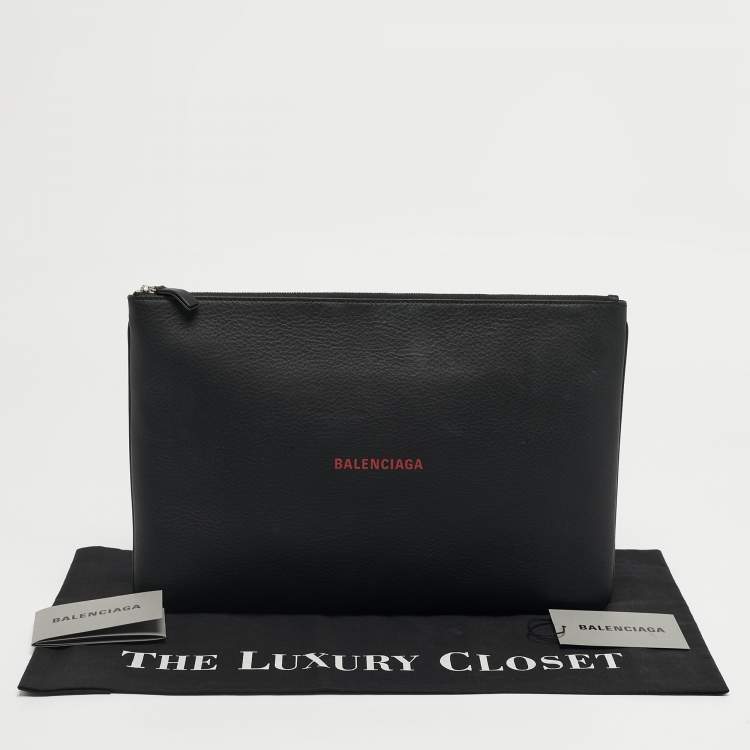 Pre Owned Balenciaga Black Leather Everyday Zip Pouch