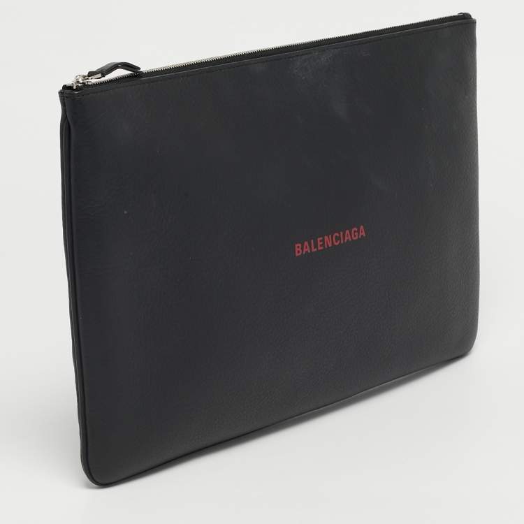 Pre Owned Balenciaga Black Leather Everyday Zip Pouch