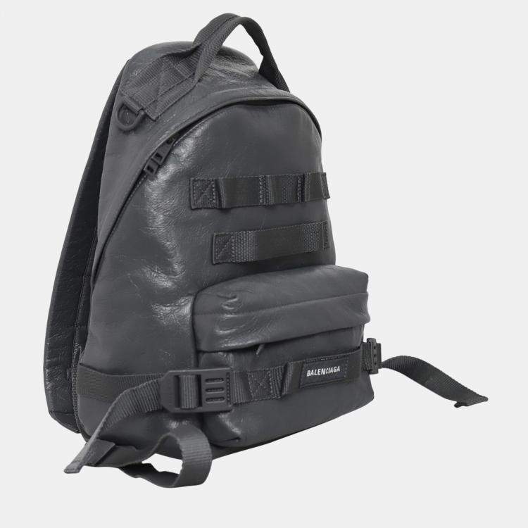 Pre Owned Balenciaga Army Webbed Multi-Strap Leather Backpack