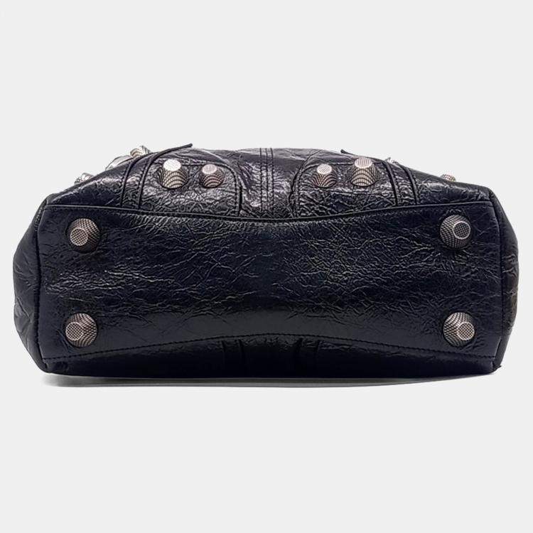 Pre Owned Balenciaga Black Leather Le Cargol Man Tote Bag