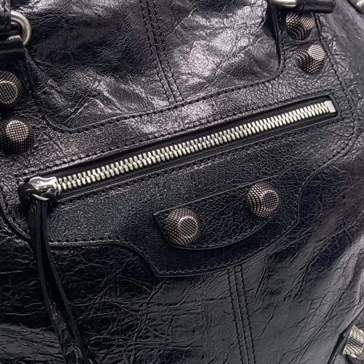 Pre Owned Balenciaga Black Leather Le Cargol Man Tote Bag