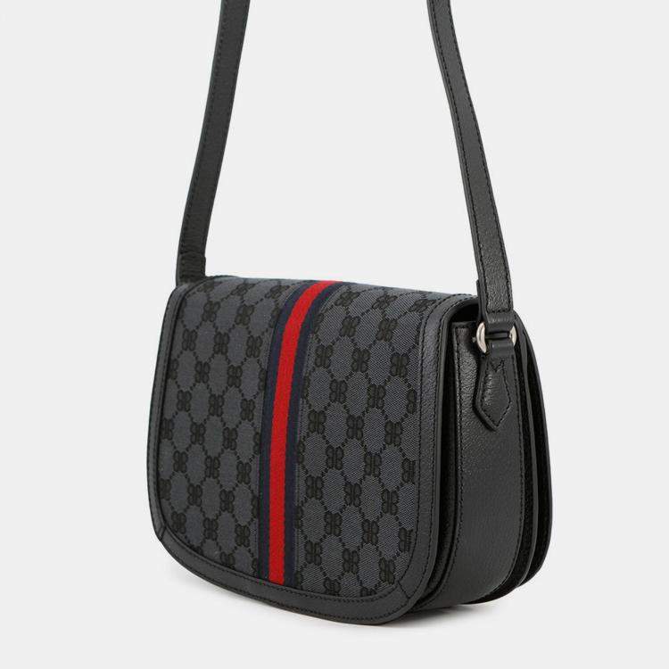 Pre Owned حقيبة كتف بالينسياغا غوتشي بالينسياغا ذا هاكر بروجكت أوفيديا قماش جلدي أسود