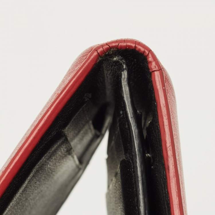 مملوكة مسبقًا Balenciaga All Over Logo Metallic Red Leather Bifold Wallet