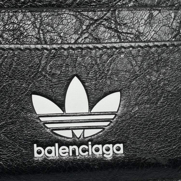 Pre Owned Balenciaga x Adidas Black Leather Card Holder