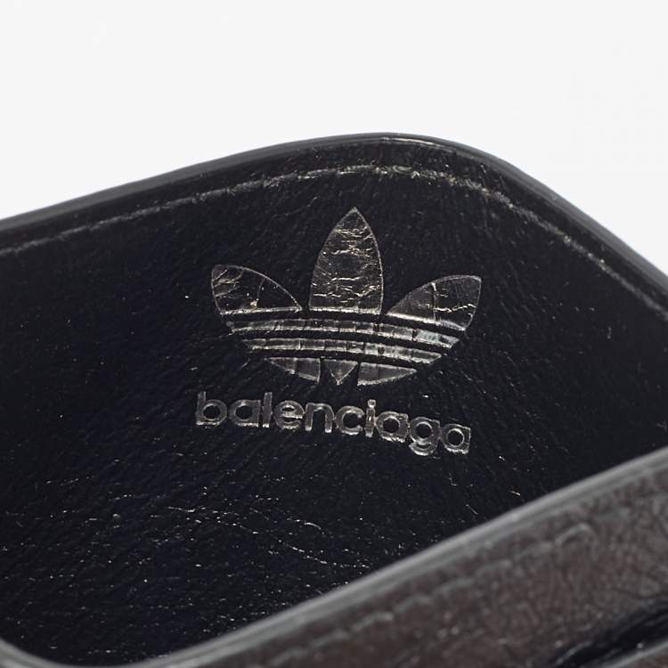 Pre Owned Balenciaga x Adidas Black Leather Card Holder