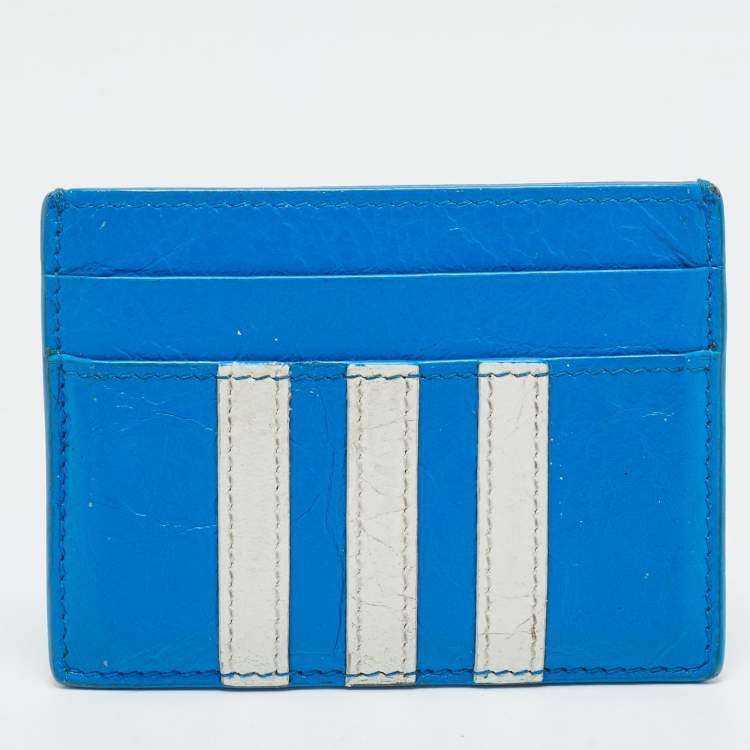 مملوكة مسبقًا Balenciaga x Adidas Blue Leather Card Holder