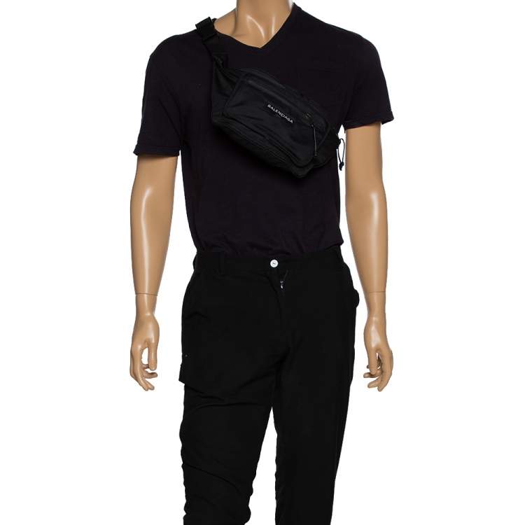 Pre Owned Balenciaga Black Nylon Explorer Belt Bag