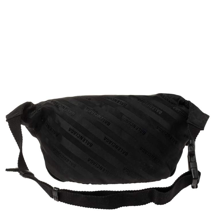Pre Owned Balenciaga Black Nylon Logo Belt Bag