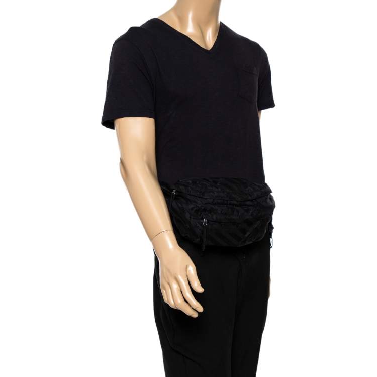 Pre Owned Balenciaga Black Nylon Logo Belt Bag