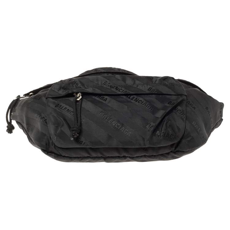 Pre Owned Balenciaga Black Nylon Logo Belt Bag