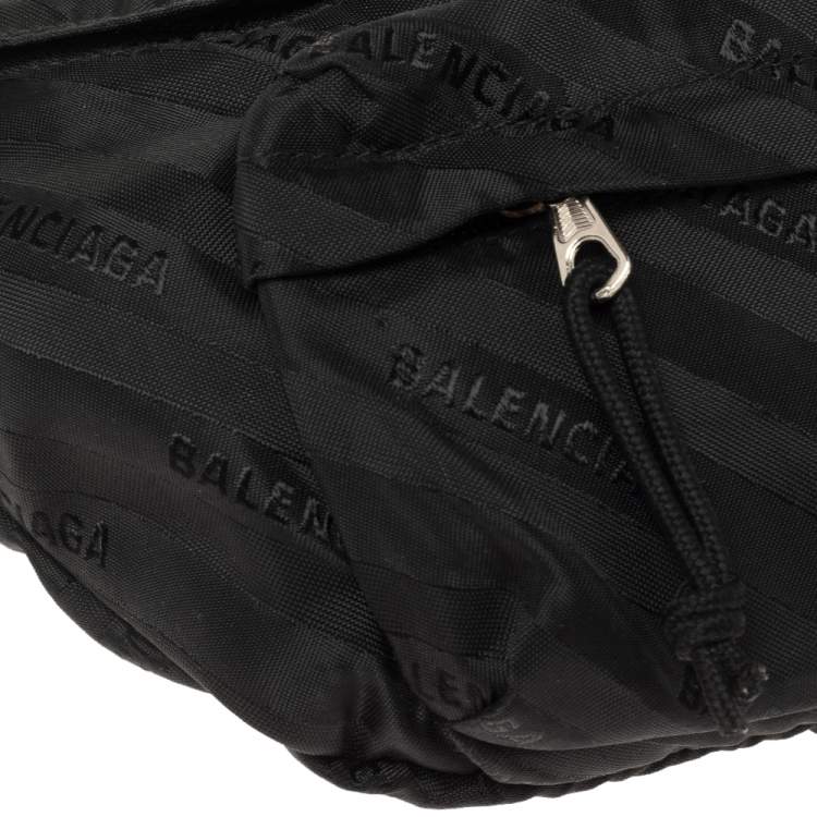 Pre Owned Balenciaga Black Nylon Logo Belt Bag