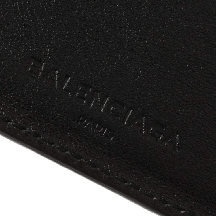 Pre Owned Balenciaga Black Marble Print Leather Bifold Wallet
