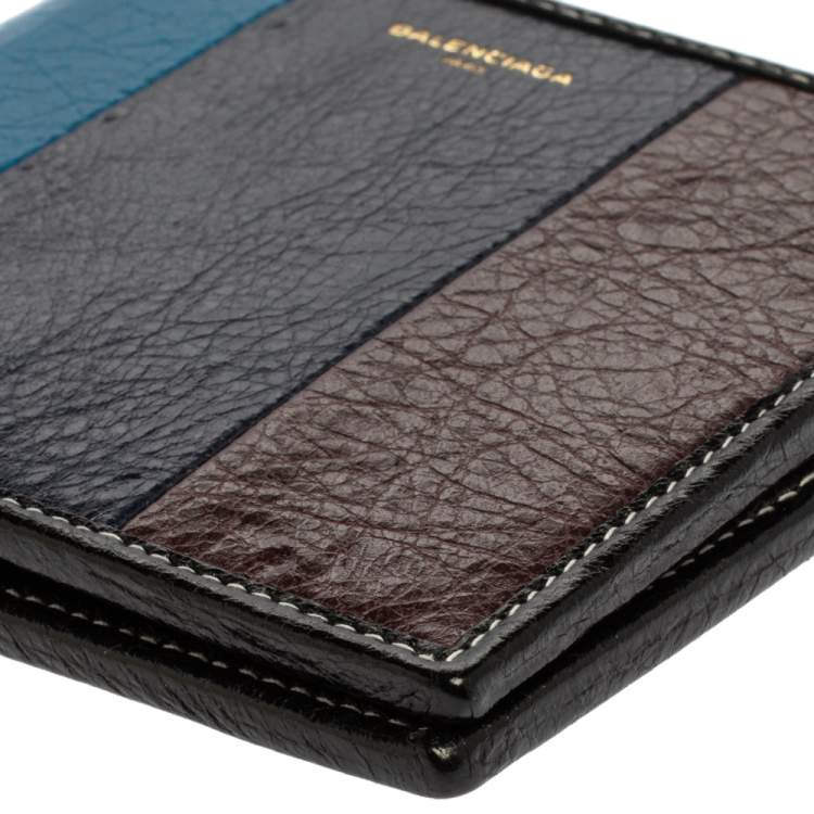 مملوكة مسبقًا Balenciaga Multicolor Leather Bazar Bi Fold Compact Wallet