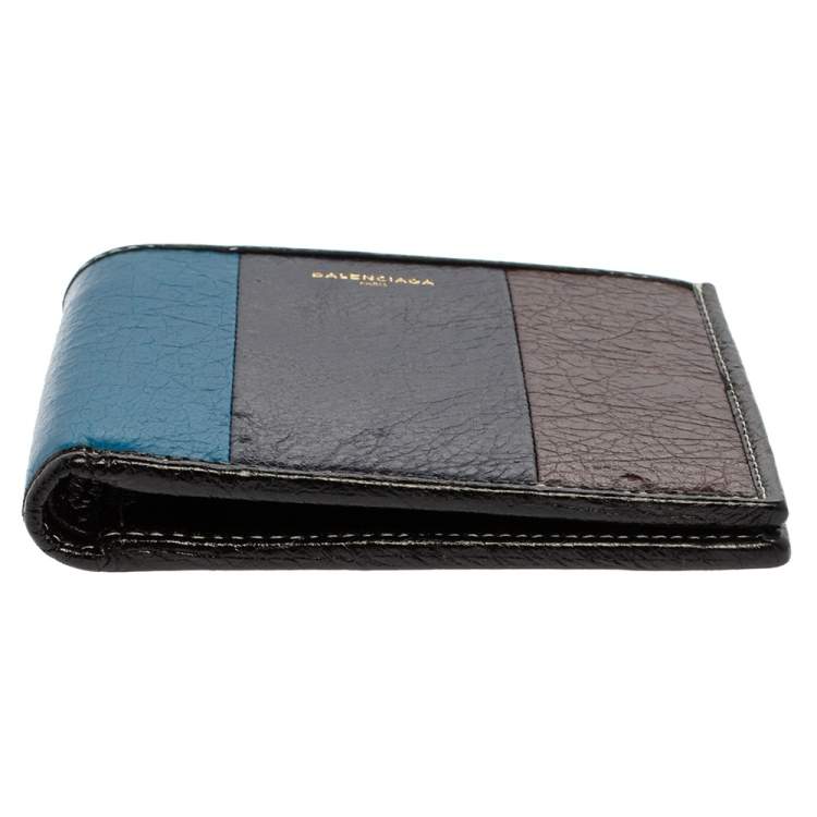مملوكة مسبقًا Balenciaga Multicolor Leather Bazar Bi Fold Compact Wallet