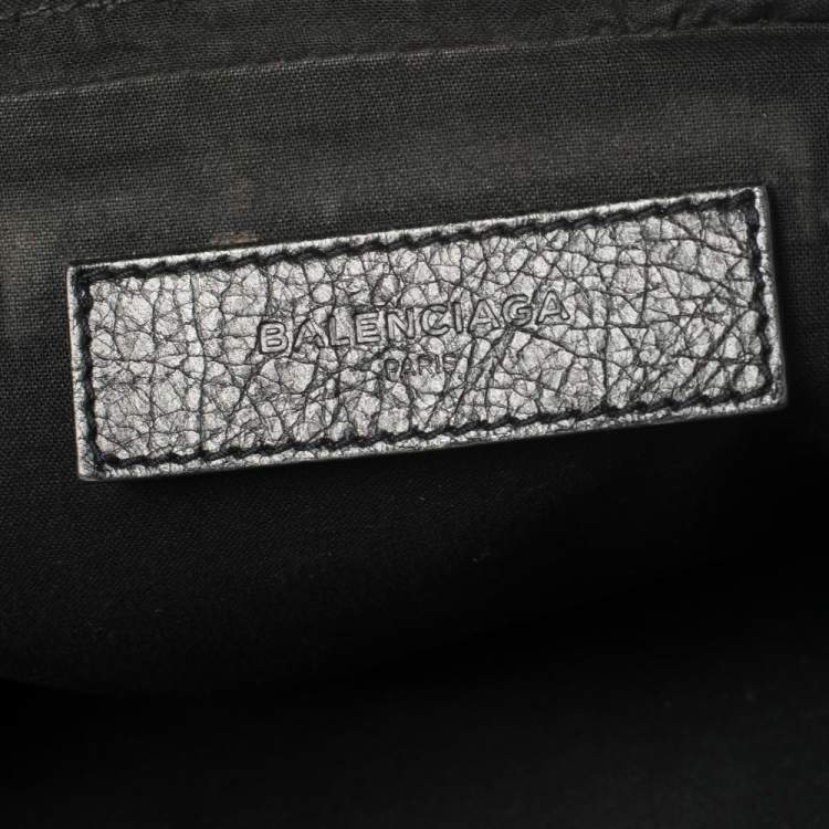 Pre Owned Balenciaga Black Crinkled Leather Briefcase Bag