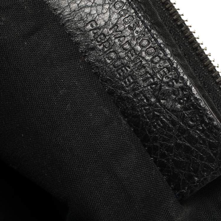 Pre Owned Balenciaga Black Crinkled Leather Briefcase Bag