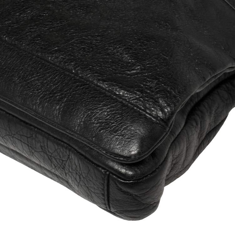 Pre Owned Balenciaga Black Crinkled Leather Briefcase Bag