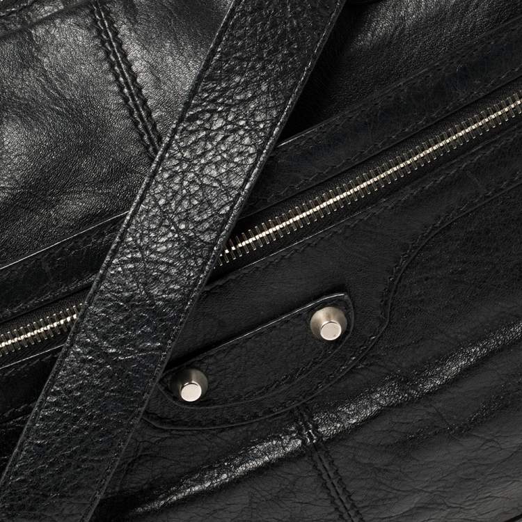 Pre Owned Balenciaga Black Crinkled Leather Briefcase Bag